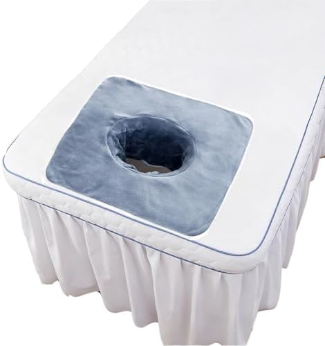 Massage Table Cover Towel with Face Cradle Hole, Premium Fitted Sheet with Locked Edges (Blue Square) by ZBH1985