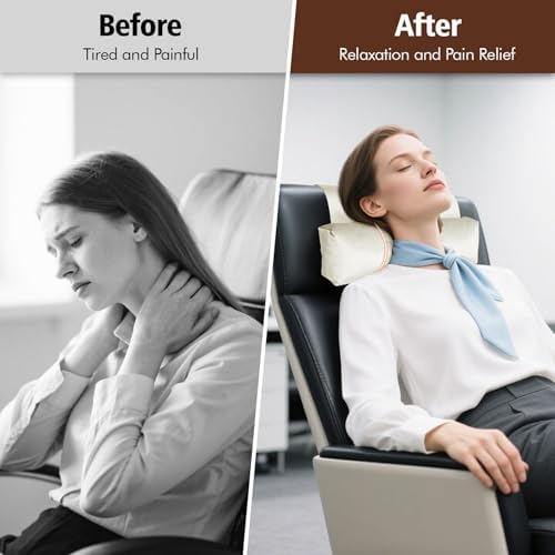 WdFour Velvet Neck & Head Pillow for Recliner Chair, Small Ergonomic Cervical Support Pillow for Home, Office and Travel, Non-Slip Cushion for Tension Relief & Shoulder Comfort (Ivory) - Image 4