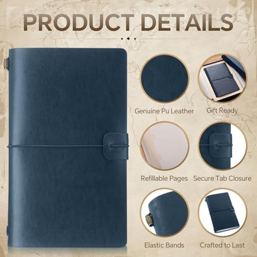 Sabary 8 Pcs Standard Size Refillable Leather Journal Bulk, Retro Color - Image 4