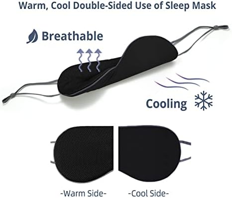 Sleeping Mask 2 Pack, Warm, Cool Double-Sided Use of Sleep Mask, Super Soft Blindfold with Adjustable Strap, Block Out Light, Comfort Sleep Eye Mask for Travel Meditation Nap Black - Image 2