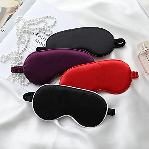 Red Sleep Eye Mask, Blackout Silk Satin Travel Blindfold Set Women - Image 7