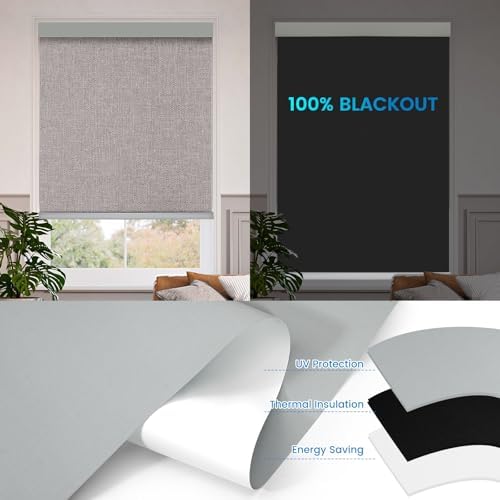 Motorized 100% Blackout Roller Shades – Custom Smart Blinds with Remote Control, Rechargeable Battery or Plug-in Motor, Tuya WiFi Optional, Home & Office Automatic Window Shades (Mocha Gray/CH9565) - Image 4