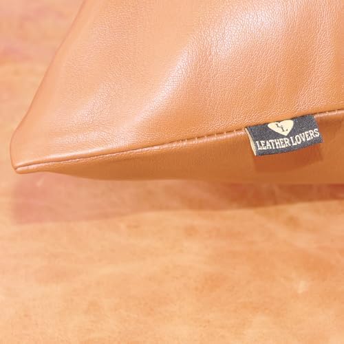 LL LEATHER LOVERS 100% Lambskin Leather Pillow Cover - Sofa Cushion Case - Decorative Throw Covers for Living Room & Bedroom, Camel Antique Plane Pack of 1-14X22 Inch - Image 6