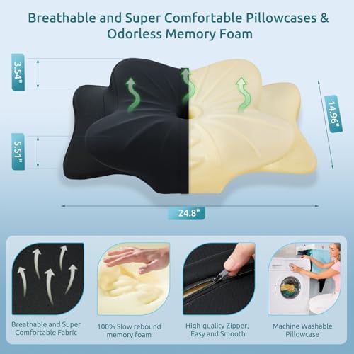 DONAMA Cervical Pillow for Neck and Shoulder Pain Relief, Cooling Contour Memory Foam Pillow, Dual-Height Ergonomic Neck Support Pillow for Side Back Stomach Sleepers with Removable Pillowcase - Image 5