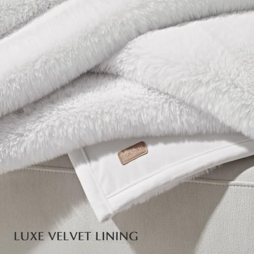 EVERGRACEHOME Faux Chinchilla Fur Throw Blanket, 60"x80", Snow Mink - Image 7
