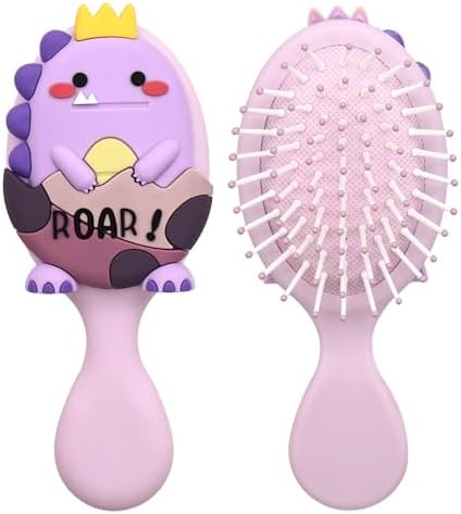 Toddler Detangler Brush - Mini Massage Brush for Kids with Air Cushion - For Thin Hair of Boys and Girls - Purple by DINATIS