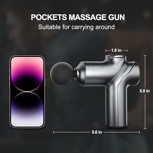 LEERCON Massage Gun Deep Tissue Mini Muscle Massager for Pain Relief, Grey - Image 4