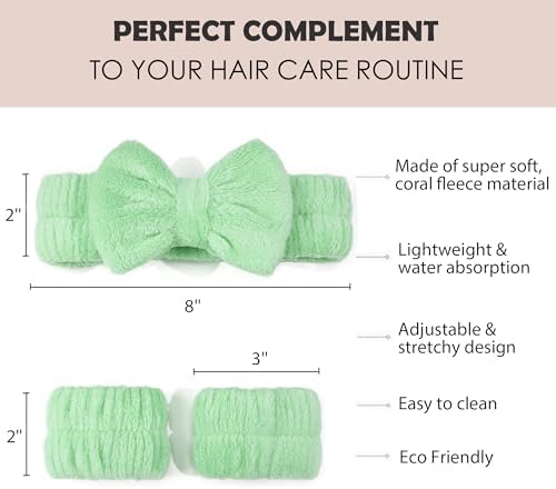 Ayesha Spa Headband and Wristband Set for Washing Face Skincare Makeup - Image 2