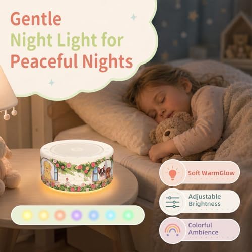 Kipcush White Noise Machine for Baby & Adults, Sleep Sound Machine with 30 Soothing Sounds, 8-Color Night Light, Memory Function, White Noise for Sleeping, Nursery, Office, Travel, Relaxation - Image 6