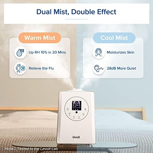Levoit Humidifiers for Bedroom Large Room Home, Warm and Cool Mist, White - Image 3