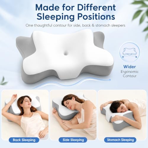 jiaao Cervical Neck Pillow for Pain Relief, Memory Foam Neck Support, White - Image 3