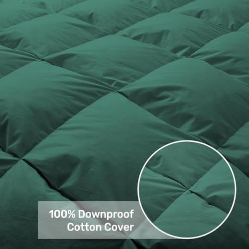 UNIKOME King Size Goose Feather Down Fiber Comforter Duvet Insert, Green - Image 6