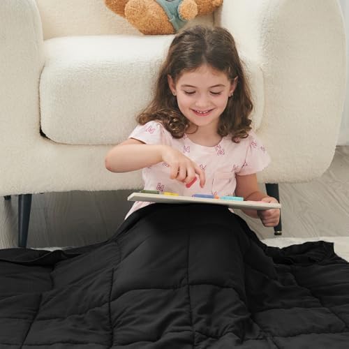 yescool Weighted Blanket (10 lbs, 41" x 60", Black) Cooling Heavy Blanket, Perfect for 90-110 lbs, Breathable Throw Blanket Gifts with Premium Glass Bead, Machine Washable - Image 4