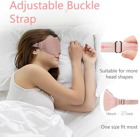 Sleep Mask 3D Eye Mask for Sleeping 100% Light Blocking Eye Covers with Adjustable Strap Night Blindfold for Women Memory Foam Pink (Pack of 3) - Image 5