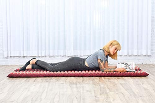 Leewadee - Foldable Floor Mattress - Japanese Roll Up Futon -Trifold Tatami Mat- Guest Floor Bed - Camping Mattress - Thai Massage Mat, Kapok Filled, 75 x 28 inches, Red - Image 2