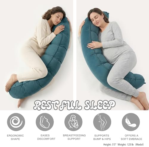 Peallow(Pat. Pend) – Long Round Body Pillow for Adults, Bolster Pillow for Sleeping, Soft and Supportive Pillow for Sleeping & Lumbar Support (Slate Blue,59") - Image 5