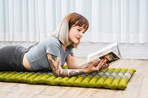 Leewadee - Foldable Floor Mattress - Japanese Roll Up Futon -Trifold Tatami Mat- Guest Floor Bed - Camping Mattress - Thai Massage Mat, Kapok Filled, 75 x 20 inches, Green - Image 5