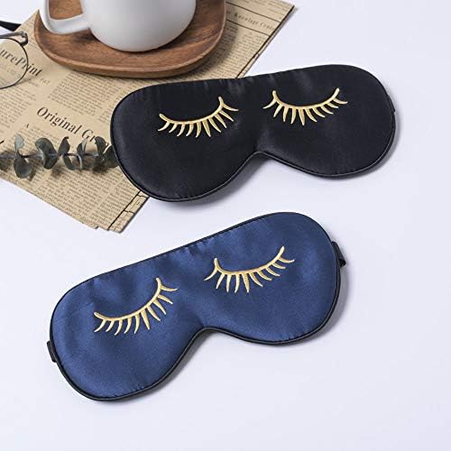 Tim & Tina Silk Sleep Mask for Women Men Comfortable Blindfold Eye Mask with Adjustable Strap for Travel Yoga Nap Shift Work (Navy Blue (Long Eyelashes)) - Image 5