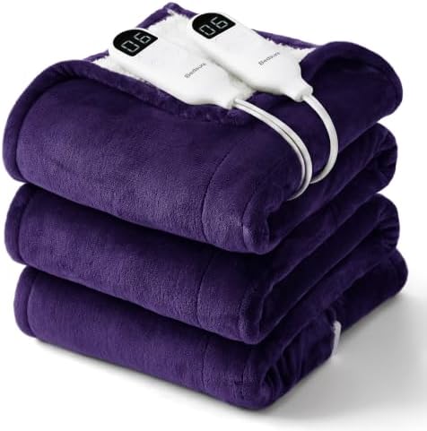 Bedsure Heated Blanket Queen Size, Dual Control Electric Blanket, Purple by BEDSURE