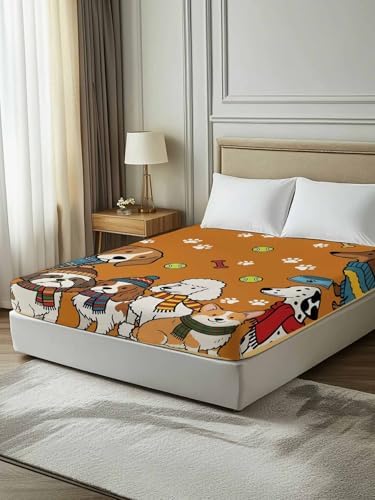 Twin Flat Sheet Scarf Dog Flat Sheets Only Soft Breathable Microfiber Bedding Top Sheets Luxury Hotel Quality Puppy Animal Paw Print Tennis Ball Yellow Twin Bed Sheet for All Season Bedroom Dorm Decor - Image 7