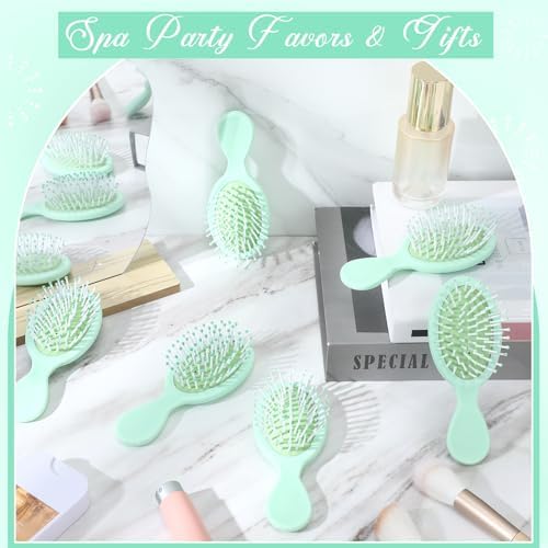 60 Pcs Sage Green Mini Hair Brushes Bulk for Team Gifts Soft Bristles Adds Shine Scalp Massage and Detangling Travel Hair Combing for Women Spa Party Favors Homeless - Image 5