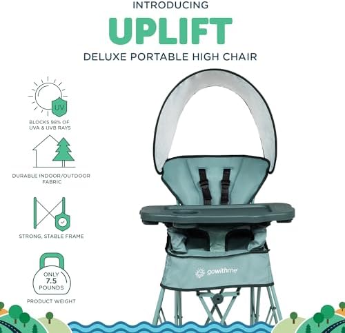 Baby Delight Go with Me Uplift Deluxe Portable High Chair, Green Garden - Image 2