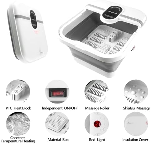 Collapasible Foot Spa Bath Massager with Heat, Pedicure Foot Spa with Bubbles/Timer/Temperature Control, Feet Soak Tub for Home, Office, Relaxation and Stress Relief, Gift for Men and Women - Image 2