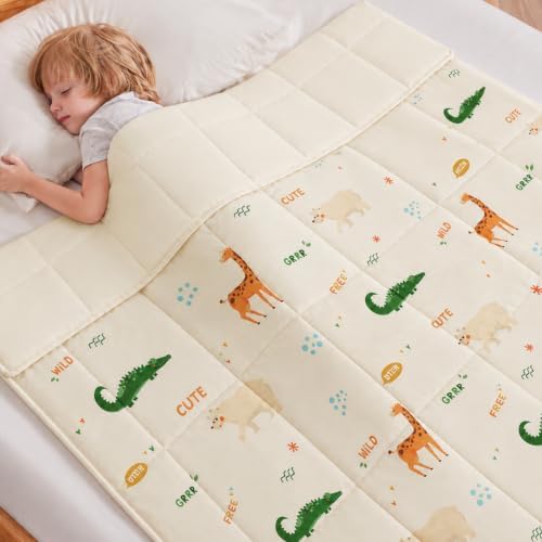 anfie Weighted Blanket (36"x48" 3lbs) Weighted Blanket Cooling Blanket,Throw Size Breathable Blanket with Premium Glass Bead(Beige Animal) by anfie