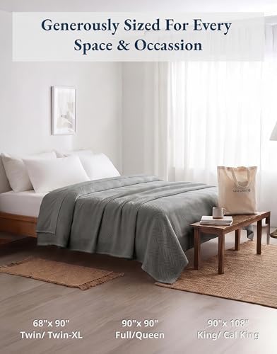 LANE LINEN Queen 100% Cotton Blanket, 350 GSM Medium Weight - Image 2