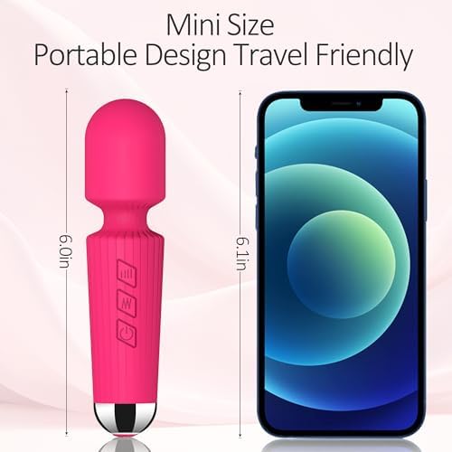 Handheld Wand Massager 20 Modes 8 Speeds, Quiet Mini Vibration Massager for Deep Tissue & Muscle Recovery, Neck Back Shoulder, Cordless Portable (Red) - Image 2