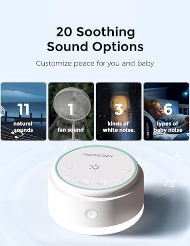 Momcozy Sound Machine for Baby | Portable White Noise Sound Machine for Sleep Rechargeable | 20 Sleep Sounds White Noise Machine with Nursery Night Light | Travel Sleep Sound Machine Battery Based - Image 4