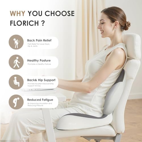 FLORICH Upgraded Ergonomic Memory Foam Car Seat Cushion with Lumbar Support, Non-Slip, Washable Driving Seat Cushion for Back & Sciatica Pain Relief, Large Car Seat Cushion Driver, Office-Gray - Image 7