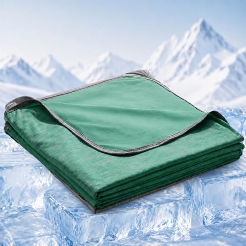 Cooling Blanket for Hot Sleepers - Lightweight Breathable Cool Cold Blanket - Keep Cool for Night Sweats, Soft Thin Ice Throw Blankets for Bed Couch Sofa, (Green, 50"x70") by Unknown