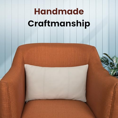 LL LEATHER LOVERS 100% Lambskin Leather Pillow Cover 14x22 Inch – Hand-Stitched Cushion Case with Hidden Zipper, Decorative Throw Cover for Sofa, Bed and Living Room - White Panel Pack of 2 - Image 3