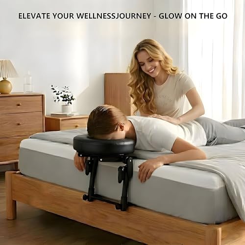 Massage Headrest for Bed Home Mattress Top Massage Kit Adjustable 18" Height SPA Head Holder Massage Face Cradle Home Salon Face Cushion Support Bracket (Black) - Image 4