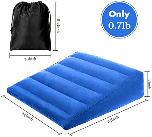 USHMA Inflatable Wedge Pillow, Portable Travel Wedge Pillow, Fast Inflation & Deflation Inflatable Wedge Pillows for Travel, Blow Up Sleeping Back Knee Bed (Blue) - Image 7