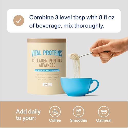 Vital Proteins Collagen Peptides Advanced, Hydrolyzed Peptides with Hyaluronic Acid and Vitamin C - Vanilla Flavor Powder, 21oz (Pack of 2) - Image 3