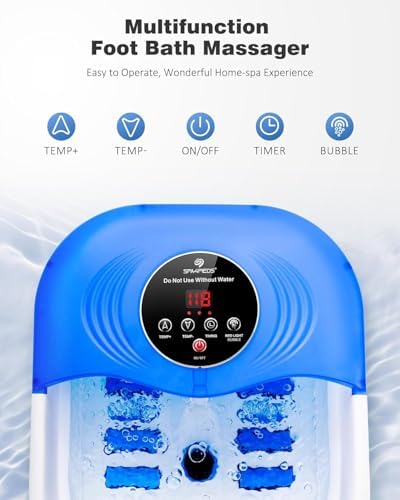 SPA4PIEDS Collapsible Heated Foot Spa Bath with Bubble, Foot Soaking Tub Featuring 8 Shiatsu Rollers, Pumice Stone and Built-in Timer for Mom, Dad and Foot Relaxation (Blue) - Image 2