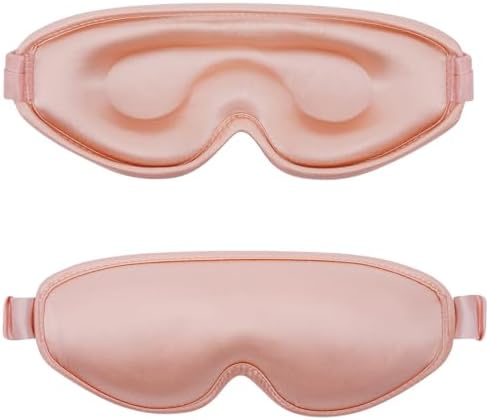 ALASKA BEAR Upgraded Silk Eye Mask with Deep Contour Molded Cups for Beauty Sleep & Lashes Extensions, Zero Pressure Sleeping Eye Cover with Silk-Cover Adjustable Strap by ALASKABEAR