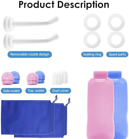 Peri Bottle Postpartum, RUFCRIL 2-Pack 500ml Bidet Bottle, Upside Down Peri Bottle, Boilable TPE, Travel Bag, for Perineal Care, Hemorrhoid Care, Feminine Cleansing & Baby (Pink/Blue) - Image 3