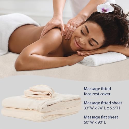 ForPro Luxury TerrySoft 3-Piece Massage Sheet Set, Natural, Ultra-Soft, Stain and Wrinkle-Resistant, Includes Flat and Fitted Sheets and Face Rest Cover - Image 6