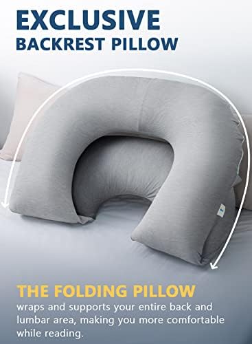 INSEN Reading Pillow, Back Pillow for Sitting in Bed and Couch, Gaming Pillow for Adults, Sit Up Support for Bed, Cooling Tencel, Grey - Image 6