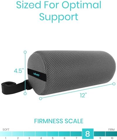 Vive Lumbar Roll Pillow for Lower Back Pain - Low Back Support Cushion for Office Chair, Car, Driving, Desk Computer - Ergonomic Portable Cervical Bolster for Thoracic Low Rest Posture Corrector(Firm) - Image 6