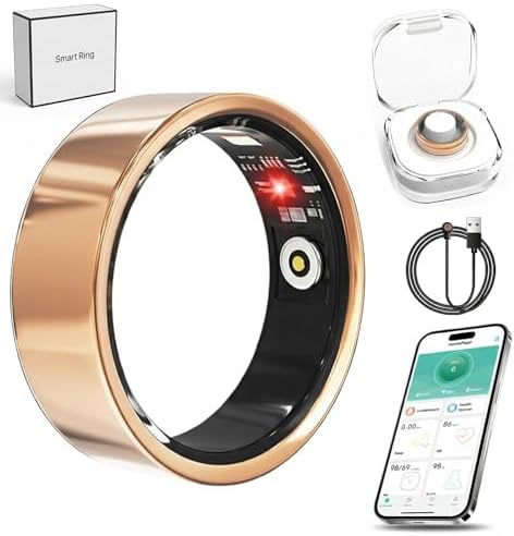 Luxelle Smart Ring Fitness Tracker with Sleep Monitor, Heart Rate, Blood Oxygen, Step Counter, 128 Sports Modes, IP68 Waterproof, Magnetic Charging, Compatible with iOS & Android by Luxelle