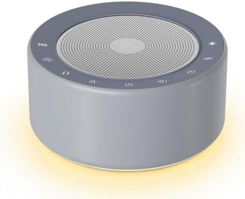Kipcush White Noise Machine for Baby & Adults, 30 Soothing Sounds, Soft Non-Glare Nursery Lamp, 8 Color Night Lights, Memory Function (Angel V4 Grey, Standard) by Kipcush%C2%AE