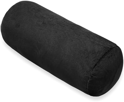 1 MIDDLE ONE Bolster Pillow with Removable Velvet Cover, Round Cylinder Neck Roll Pillow for Head, Back, Leg Support, Decorative Bed and Couch Pillow 16 x 6 Inches (Black) by 1MIDDLEONE
