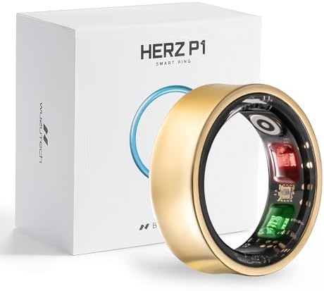 Herz P1 Smart Ring for Women & Men - (Size 6) 24/7 Health Metrics Fitness Ring, Tracks 20+ Biometrics, 6 Day Battery Life, Waterproof Stainless Steel, Free APP for iOS Android, No Subscription by WuzuTech