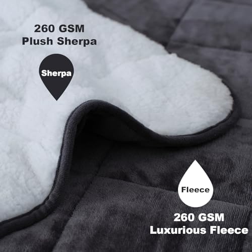 Weighted Blanket 17 Pounds 60x80 inches, Sherpa Fleece Throw Blanket Queen Size with Soft Plush Flannel Top, Fuzzy Fluffy Cozy Warm and Thick Heavy Blanket for Winter - Image 2