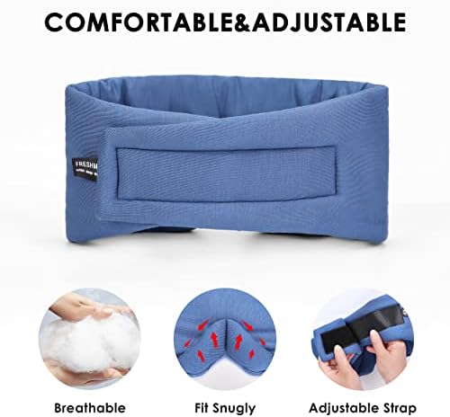 FRESHME Pure Handmade Cotton Sleep Mask - Blackout Eye Mask with Adjustable Velcro Soft and Comfortable Eye Blinder Shade for Men Women Travel Office Nap Airplane Blue - Image 3