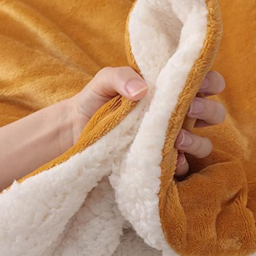 NANPIPER King Size Sherpa Blanket, Soft Fleece Throw for Bed, Reversible Thick Fuzzy Blanket for Winter (Ginger Yellow, 90x108 inches) - Image 5